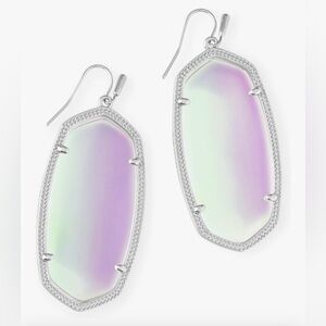 Kendra Scott, Elle Drop Large Dichroic Glass, Silver  Frame Earrings